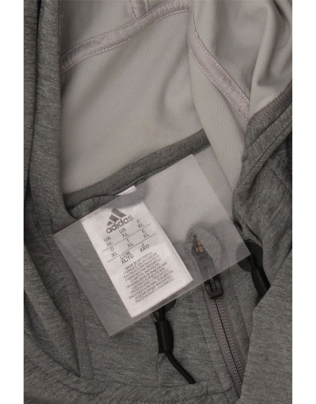 ADIDAS Mens Zip Hoodie Sweater XL Grey Polyester