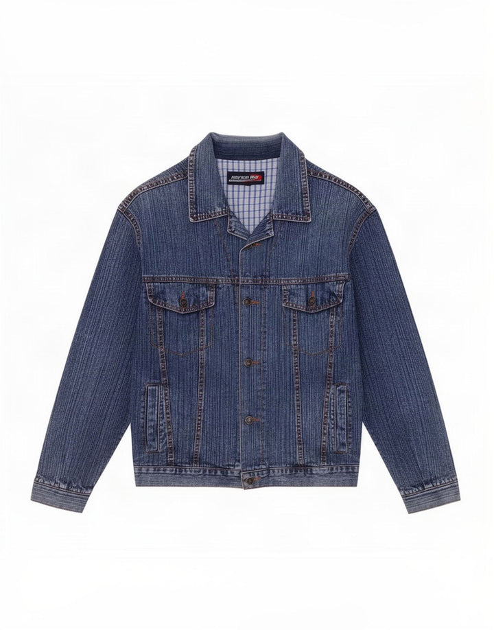 Vintage hombres chaqueta de mezclilla Reino Unido 38 azul medio