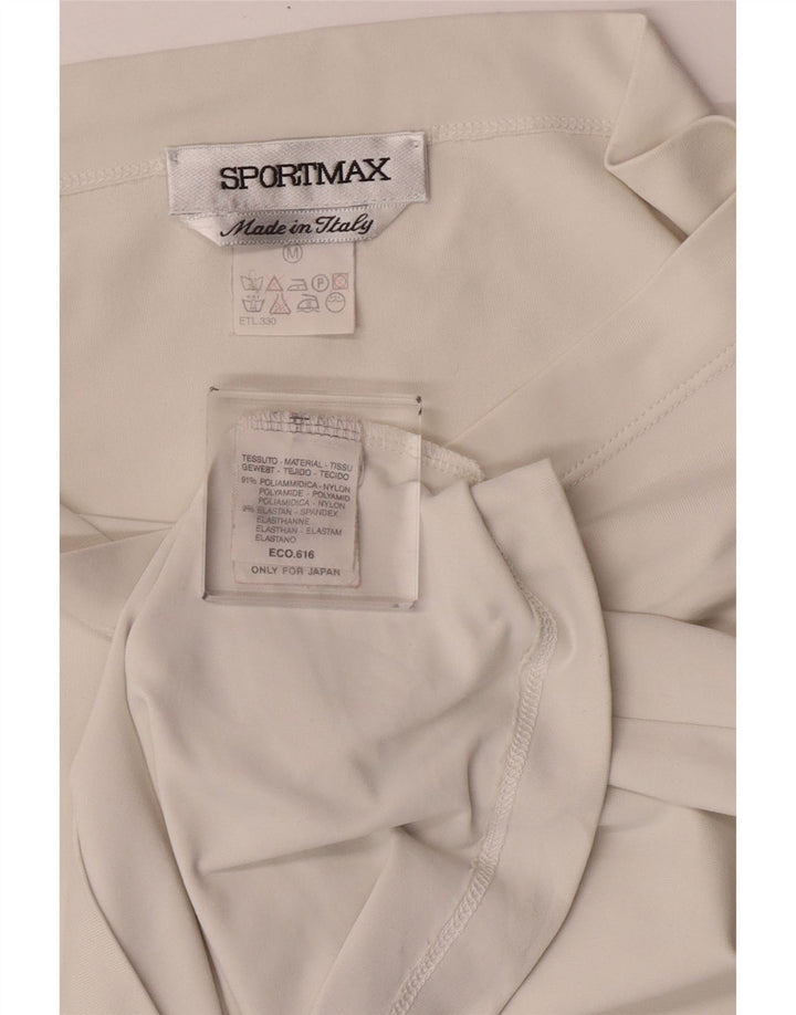 Sportmax Womens Crop Top Langærmet UK 12 Medium Off White Polyamid