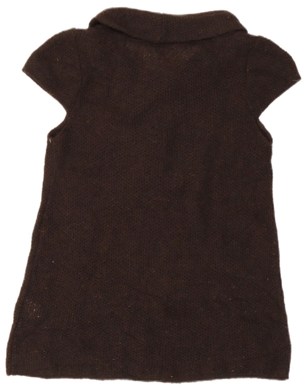 Topshop Womens Short Sleeve Roll Neck Jumper Sweater UK 10 Small Brown