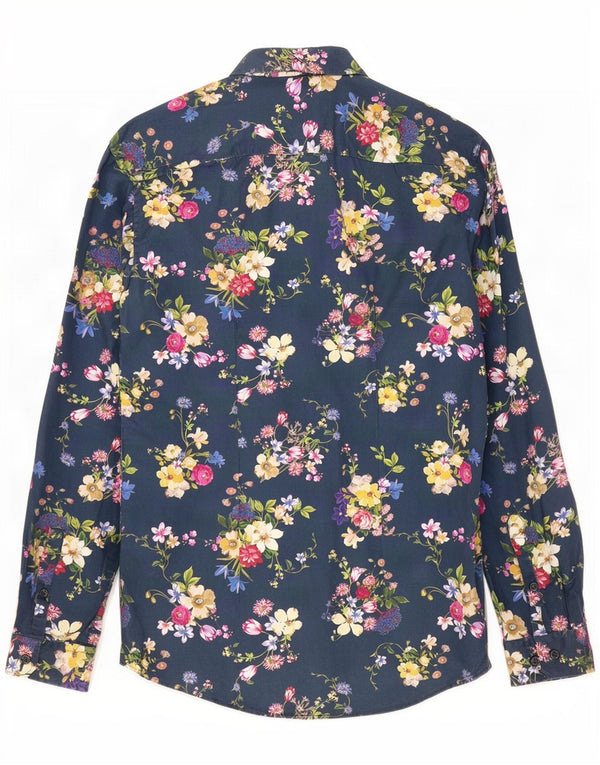 Camicia da uomo slim fit Angelo Litrico taglia 37/38 piccola in cotone floreale blu navy