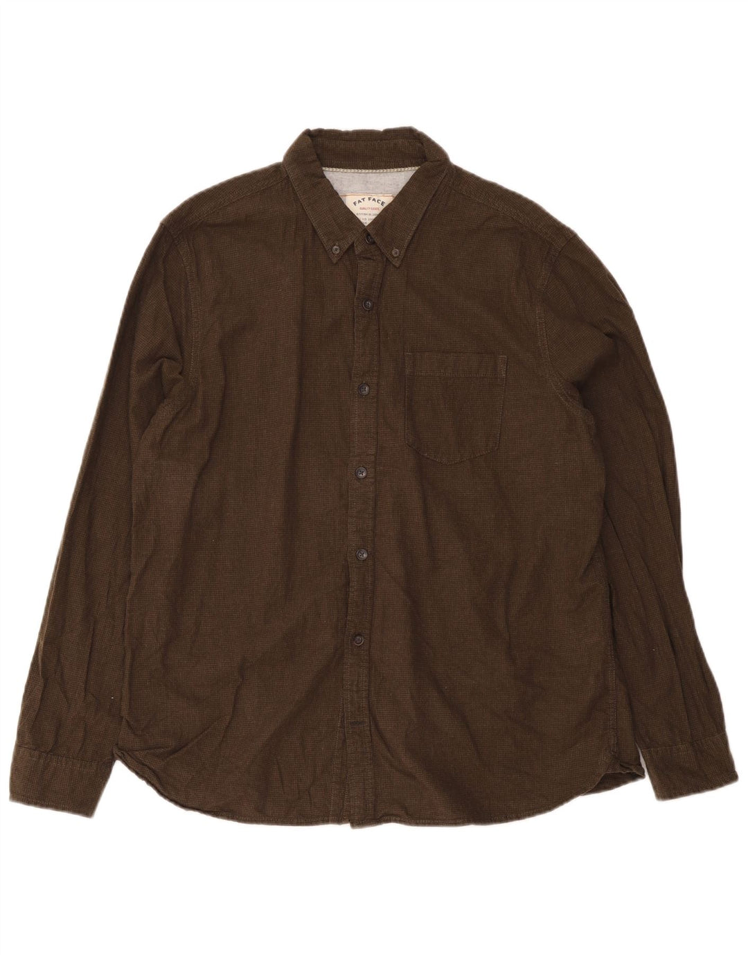 Fat Face Mens Flannel Shirt XL Khaki Houndstooth Cotton