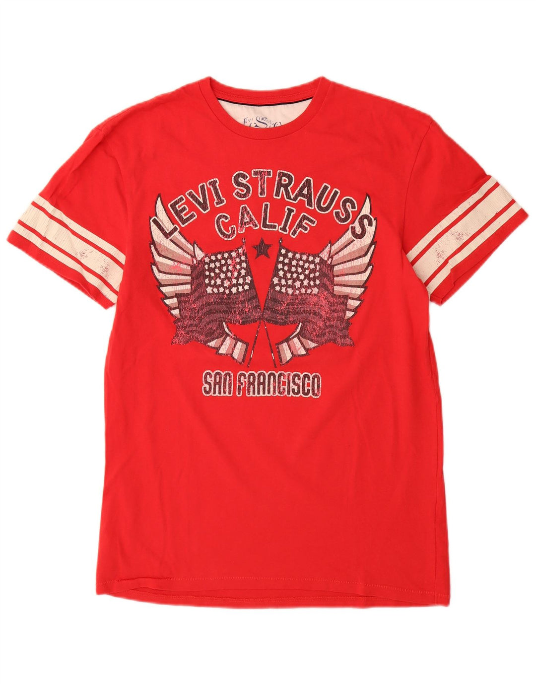 LEVI'S Herre San Francisco Grafisk T-Shirt Top Medium Rød Bomuld