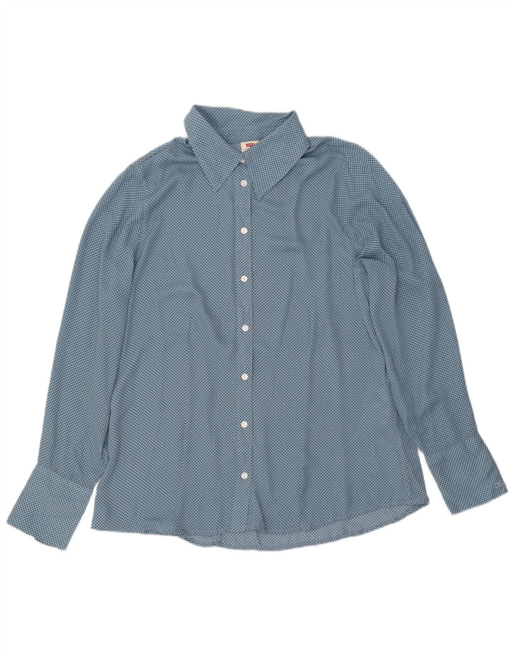 LEVI'S Womens Oversized Standard Fit Shirt UK 18 XL Blue Houndstooth