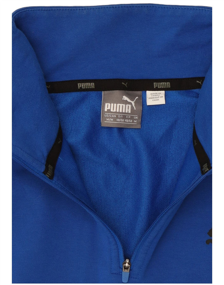 Felpa PUMA da uomo con zip e collo, maglione, colore blu medio