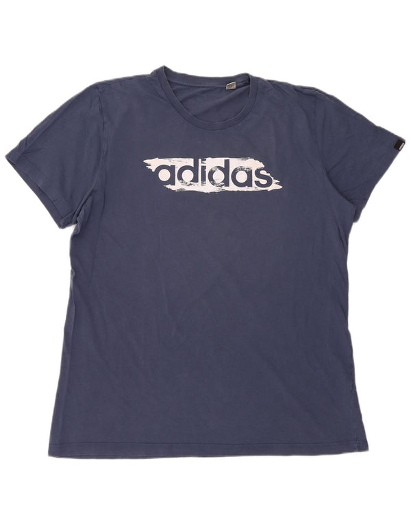 Adidas Hombre Camiseta Gráfica Top XL Azul Marino Algodón