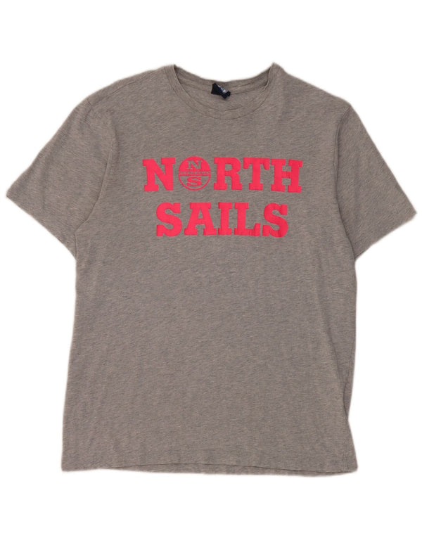 North Sails Womens Oversized Graphic T-Shirt Top UK 2 2XS Grey Cotton