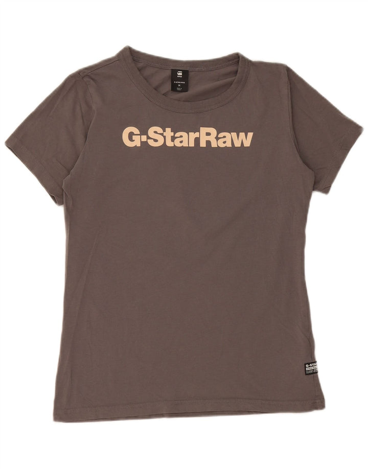G-Star Womens Graphic T-Shirt Top UK 12 Medium Grey Cotton