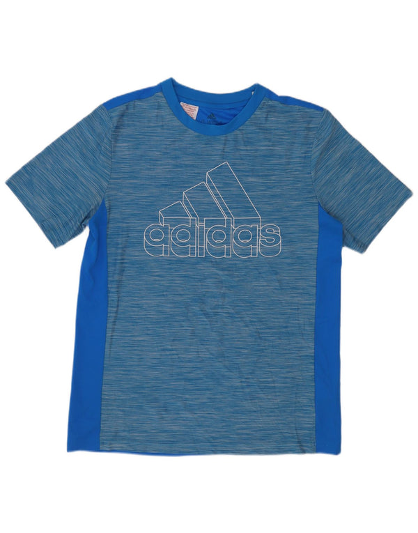 Adidas Boys Aeroready Graphic T-shirt Top 13-14 Years Blue Colourblock