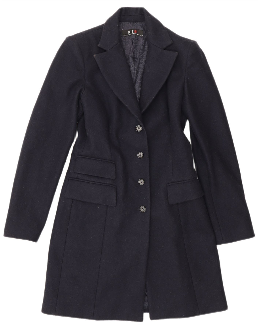 Iceberg Manteau Femme UK 10 Petite Laine Bleu Marine