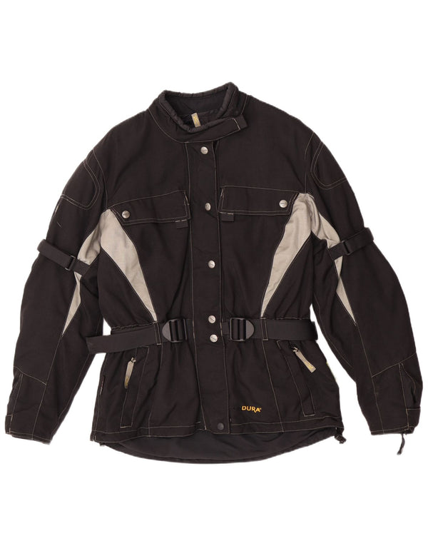 POLO Womens Motorcycle Racer Jacket UK 14 Medium Black Colourblock
