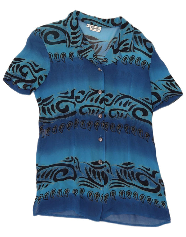 Nostalghia ženska košulja kratkih rukava bluza IT 42 srednje plava paisley boja