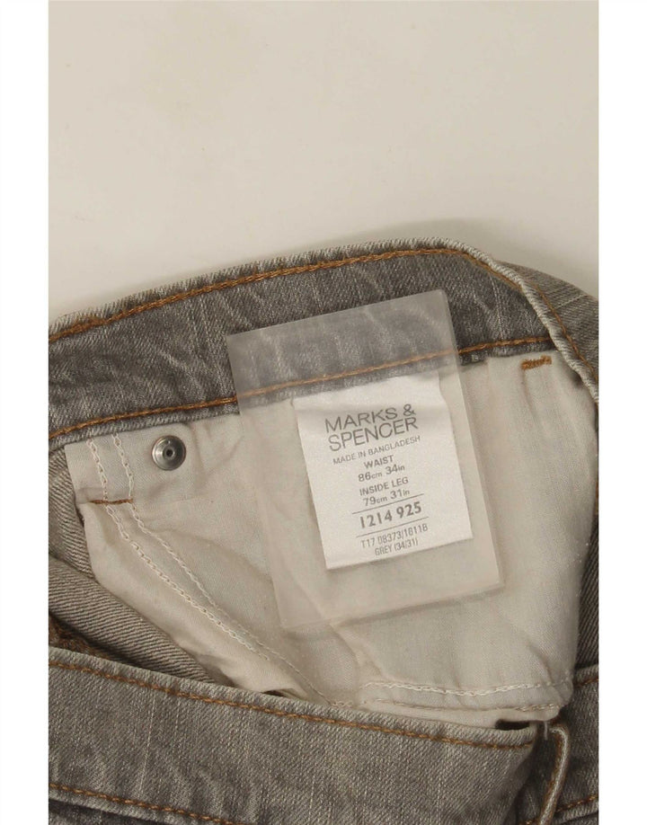 Marks & Spencer Mens Straight Jeans W34 L31 Grey Cotton