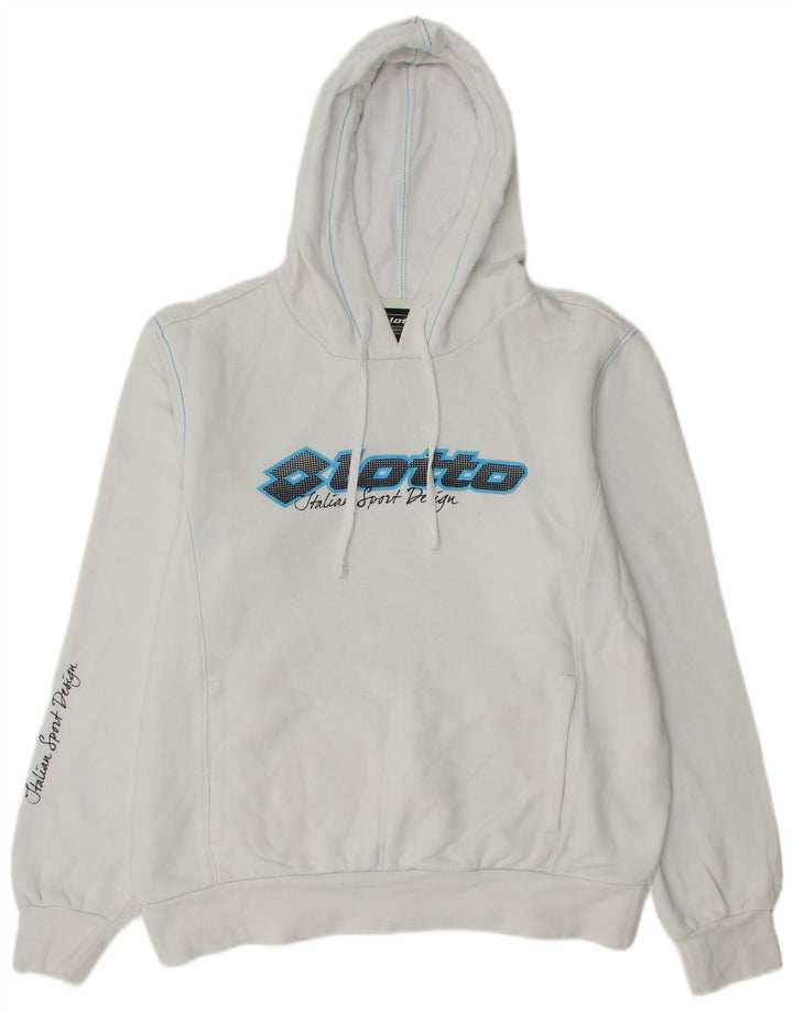Lotto Mens Graphic Hoodie Jumper Medium White Cotton