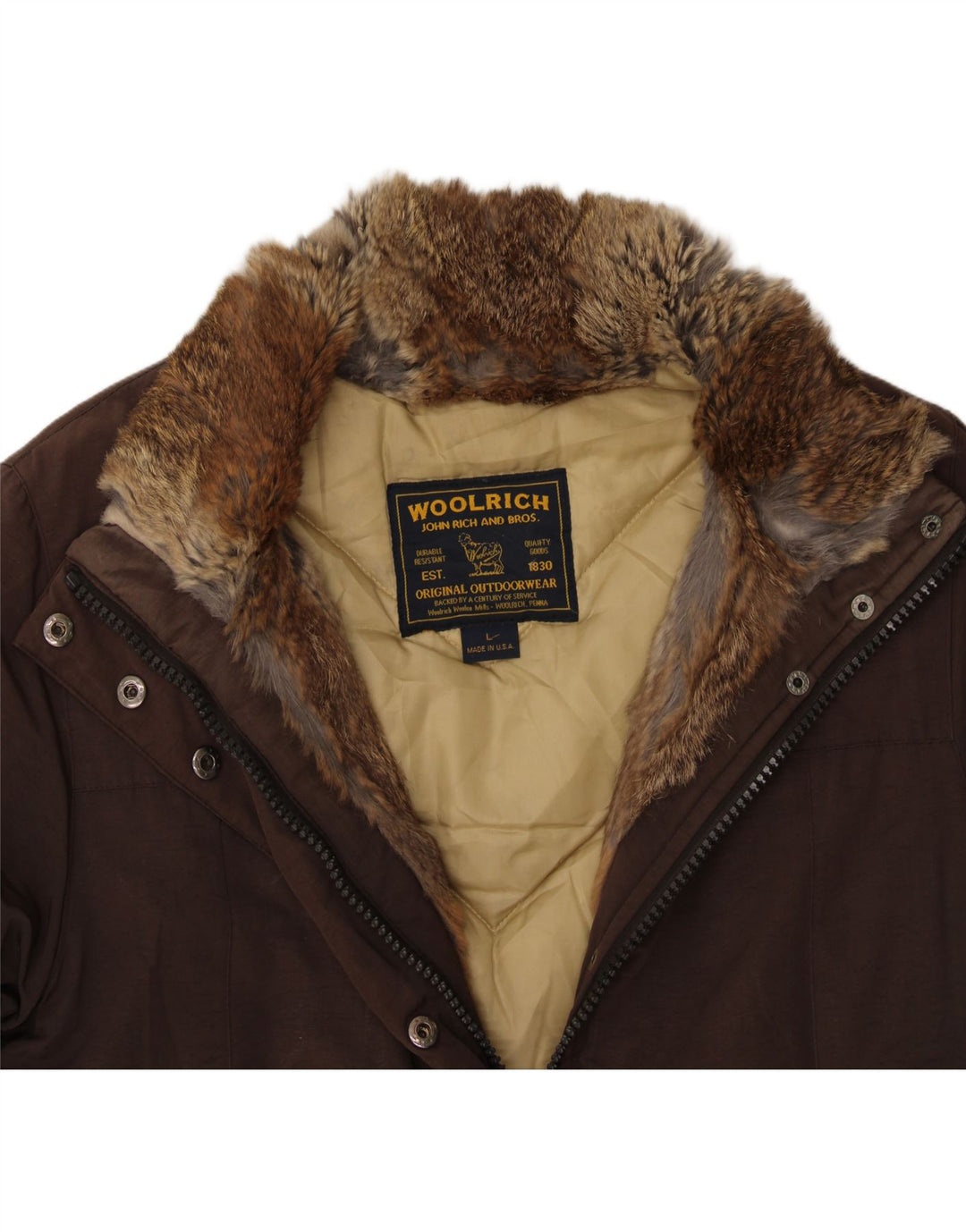 WOOLRICH Womens Padded Coat UK 16 Large Brown Nylon Vintage Woolrich and Second-Hand Woolrich from Messina Hembry 