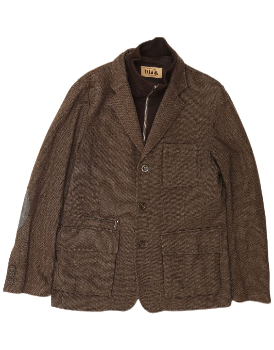 ALVIERO MARTINI Mens 3 Button Blazer Jacket IT 52 XL Brown Wool