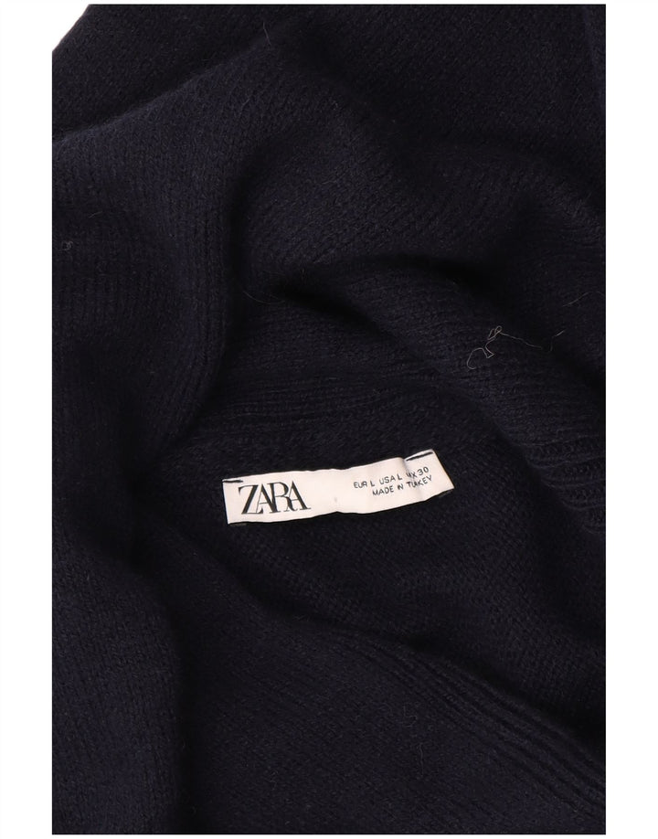 ZARA Womens Open Cardigan Sweater UK 16 Large Navy Blue