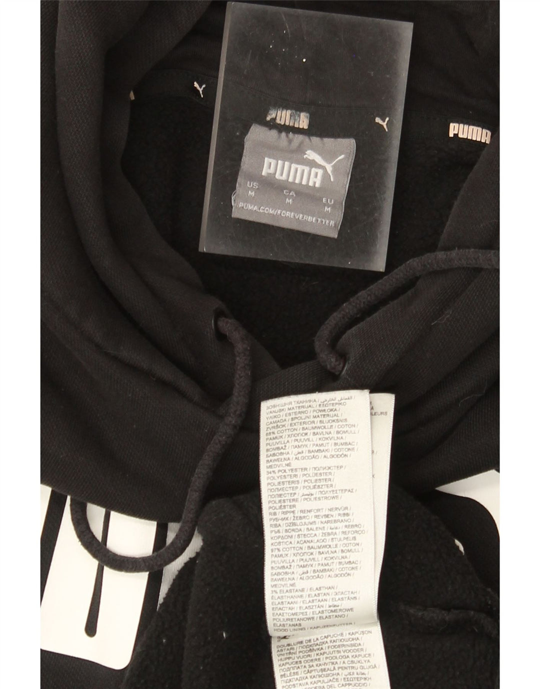 Puma Mens Graphic Hoodie Jumper Medium Black Cotton
