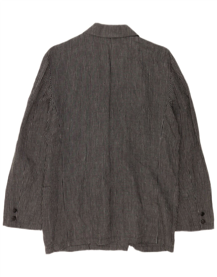 Pancaldi & B Womens Blazer Jacket UK 16 Large Grey Pinstripe