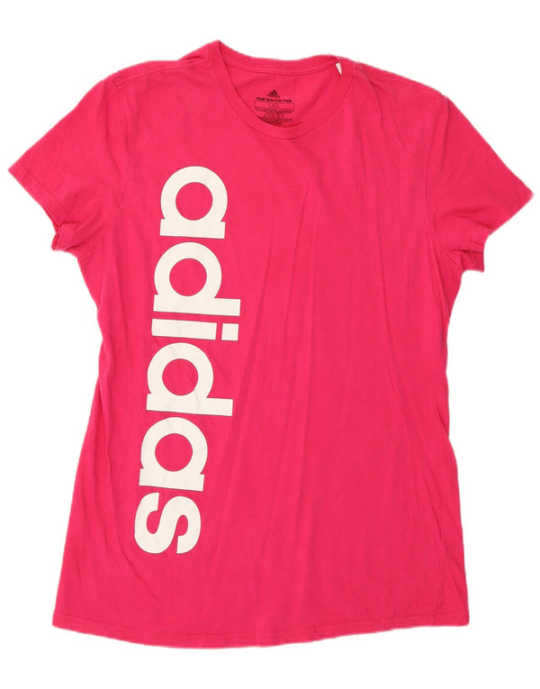 T-shirt grafica da donna Adidas Top UK 16 grande cotone rosa