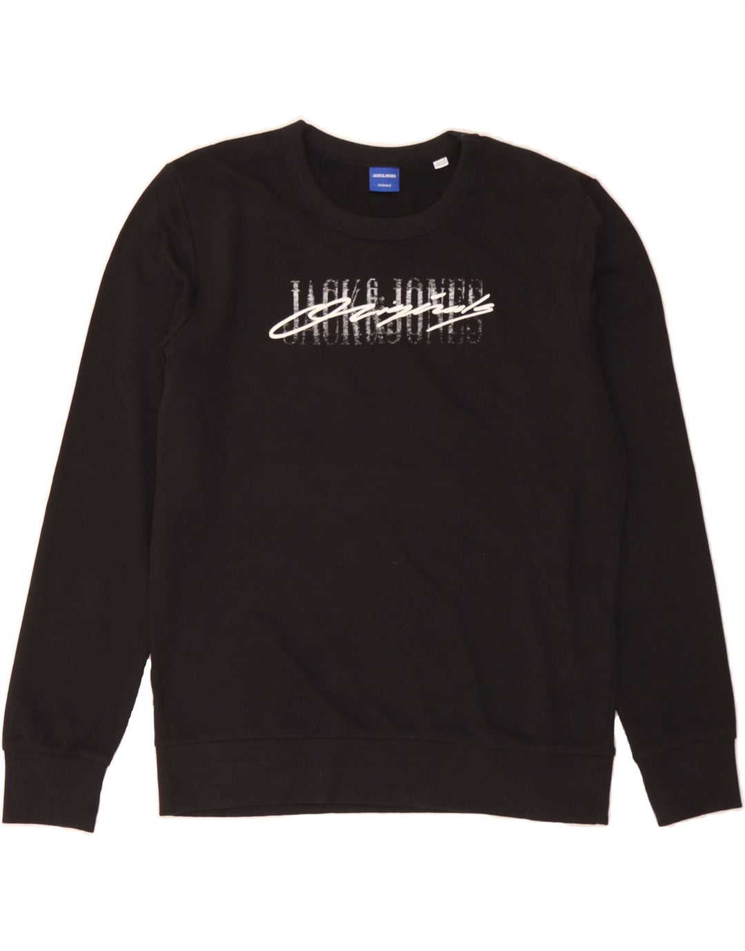 JACK & JONES Mens Graphic Sweatshirt Jumper Large Black Cotton Vintage Jack & Jones and Second-Hand Jack & Jones from Messina Hembry 