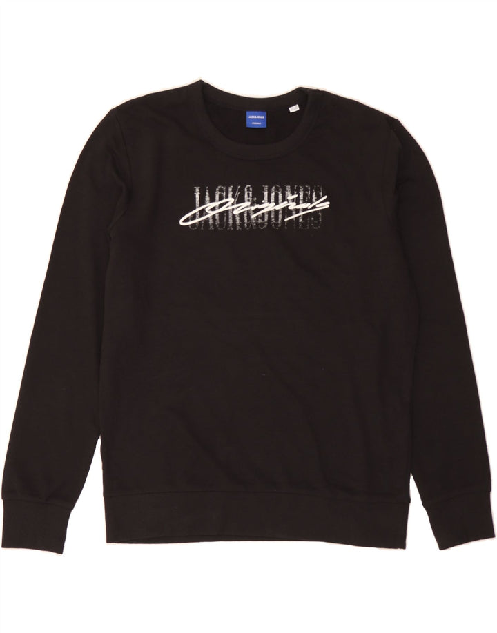 JACK & JONES Mens Graphic Sweatshirt Jumper Large Black Cotton Vintage Jack & Jones and Second-Hand Jack & Jones from Messina Hembry 