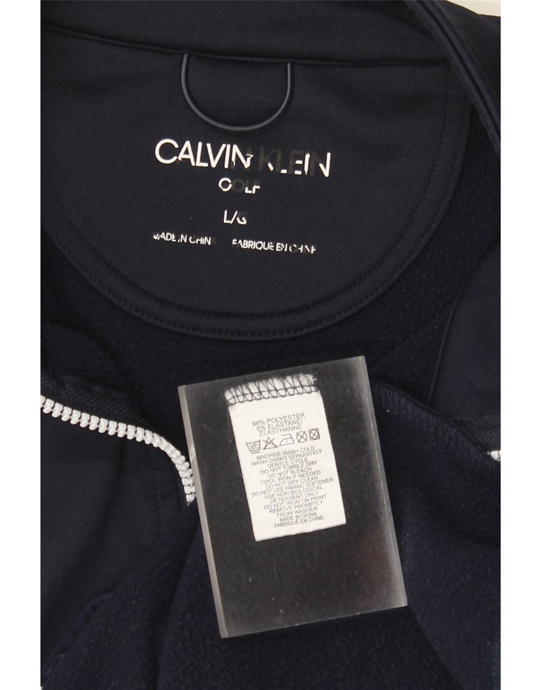 Calvin Klein Mens Tracksuit Top Jacket Large Navy Blue Striped Polyester