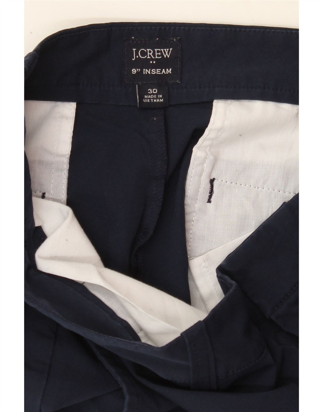 J. CREW Mens Chino Shorts W30 Medium  Navy Blue Polyester Vintage J. Crew and Second-Hand J. Crew from Messina Hembry 