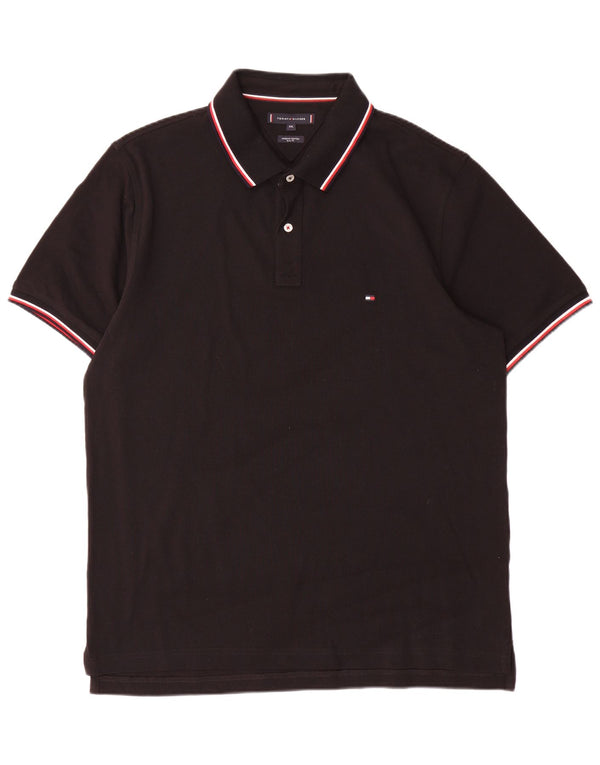 Polo slim fit da uomo Tommy Hilfiger 2XL cotone a righe nere