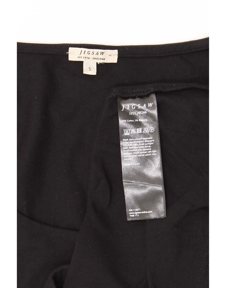 Jigsaw Womens Top Long Sleeve UK 10 Small Black Cotton