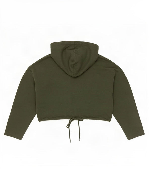 Женский укороченный джемпер с капюшоном Zara UK 16, большой хлопок цвета хаки