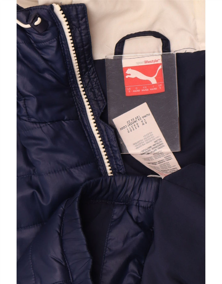 Puma Mens Hooded Padded Jacket UK 36 Small Blue Colourblock Polyester