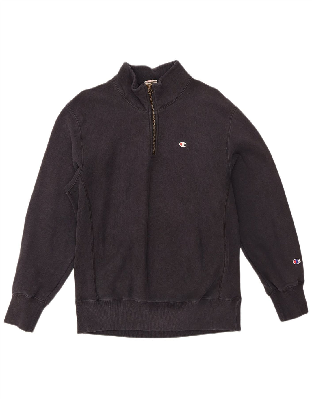 Champion Mens Zip Neck Sweatshirt Jumper 2XL Grey Cotton