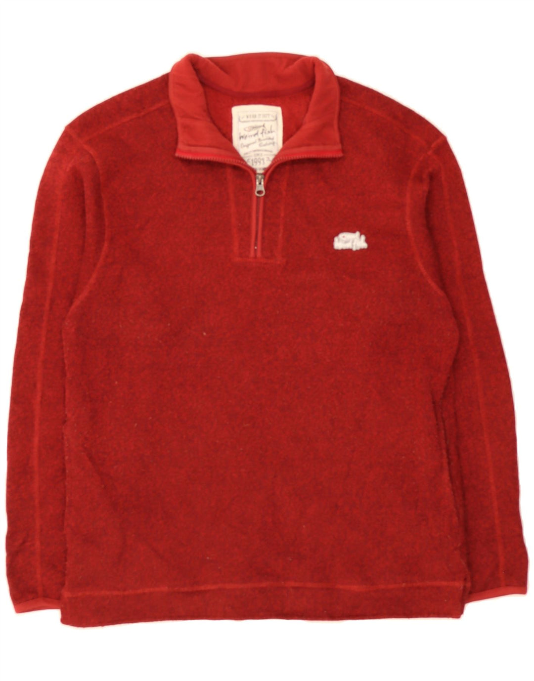 WEIRD FISH Mens Zip Neck Sweatshirt Jumper Medium Burgundy Flecked Vintage Weird Fish and Second-Hand Weird Fish from Messina Hembry 