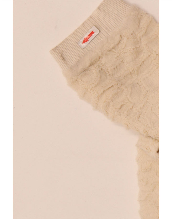 Zara Dame Fleece Jumper UK 12 Medium Off White Polyester