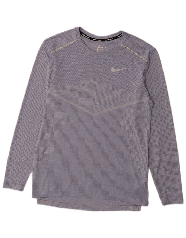 Nike Herre Dri Fit Top Langærmet Lille Blå Nålestribet Polyester