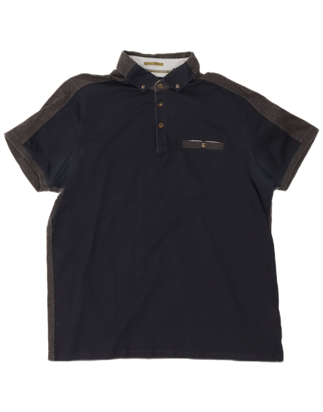 Ted Baker Mens Polo Shirt Size 4 Large Navy Blue Colourblock Cotton