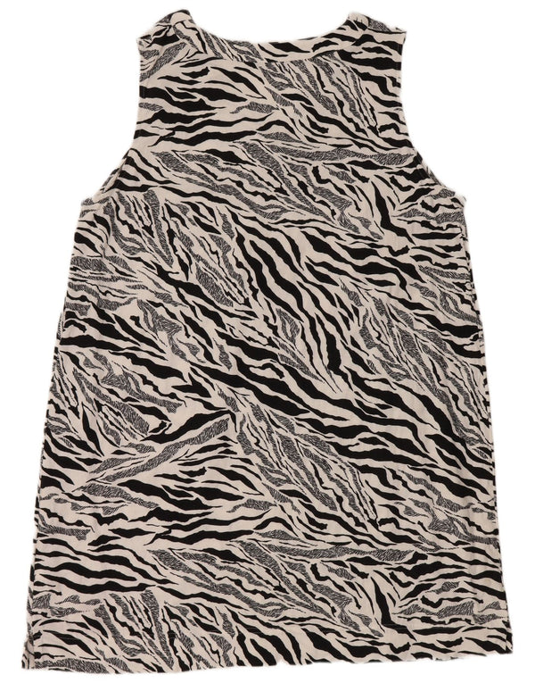 Marks & Spencer Dame Ærmeløs Skift Kjole UK 22 2XL Hvid Animal Print