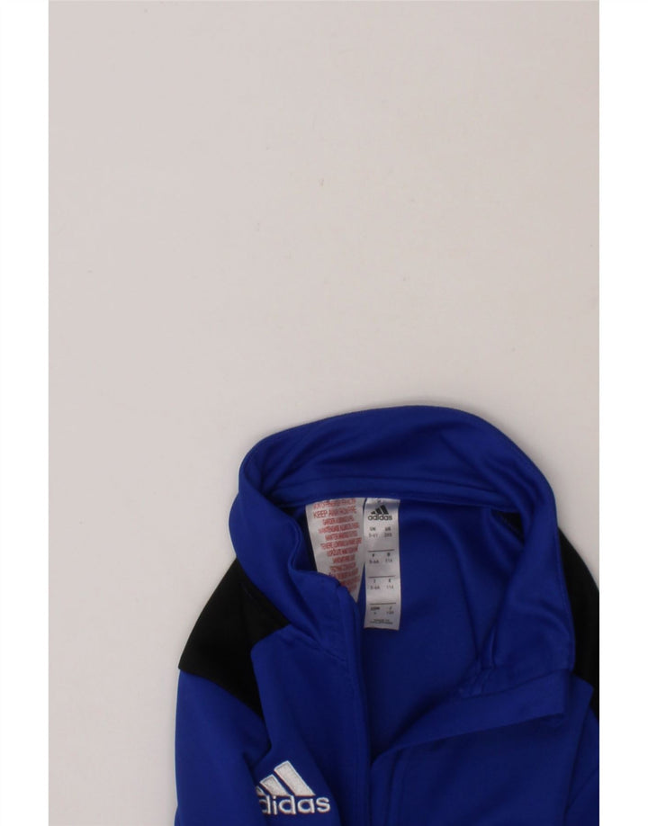 ADIDAS Boys Climalite Pullover Tracksuit Top 5-6 Years Blue Colourblock Vintage Adidas and Second-Hand Adidas from Messina Hembry 