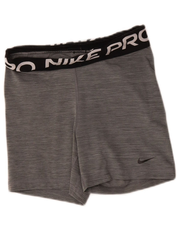 Nike Girls Dri Fit Graphic Sport Shorts 8-9 Years Small Grey Flecked