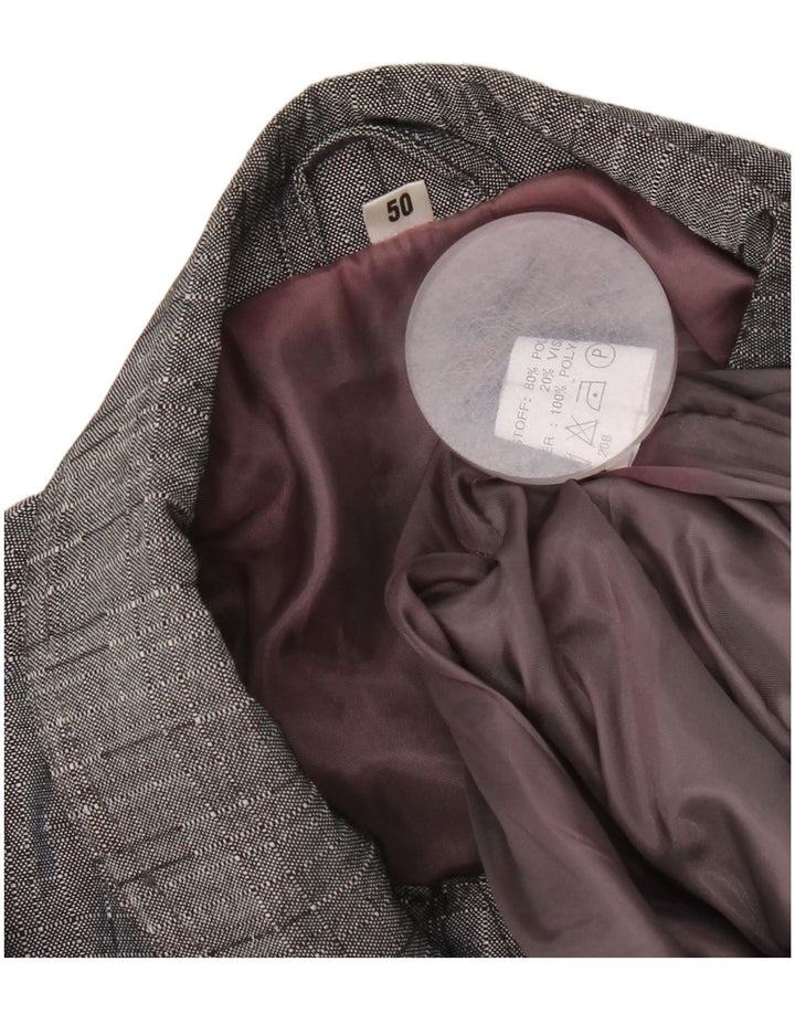 Vintage Mens Bomber Jacket IT 50 Large Grey Check Polyester