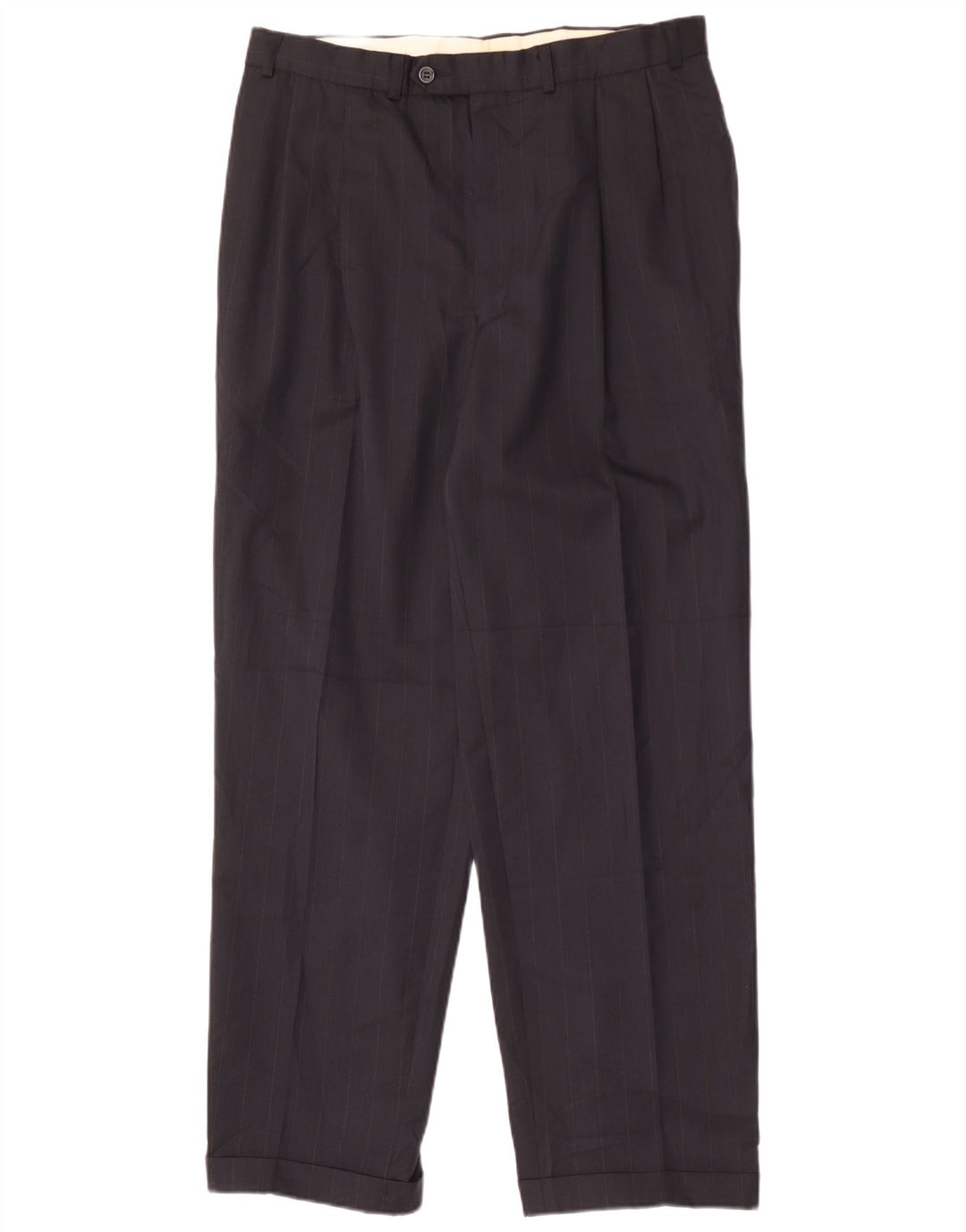 Pantaloni da abito con pegging da uomo Marks & Spencer W36 L31 poliestere blu navy