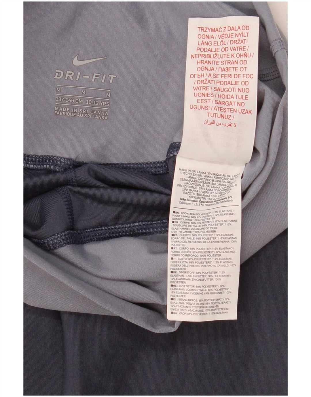 Nike Girls Dri Fit Leggings 10-11 Years Medium  Blue Colourblock Polyester