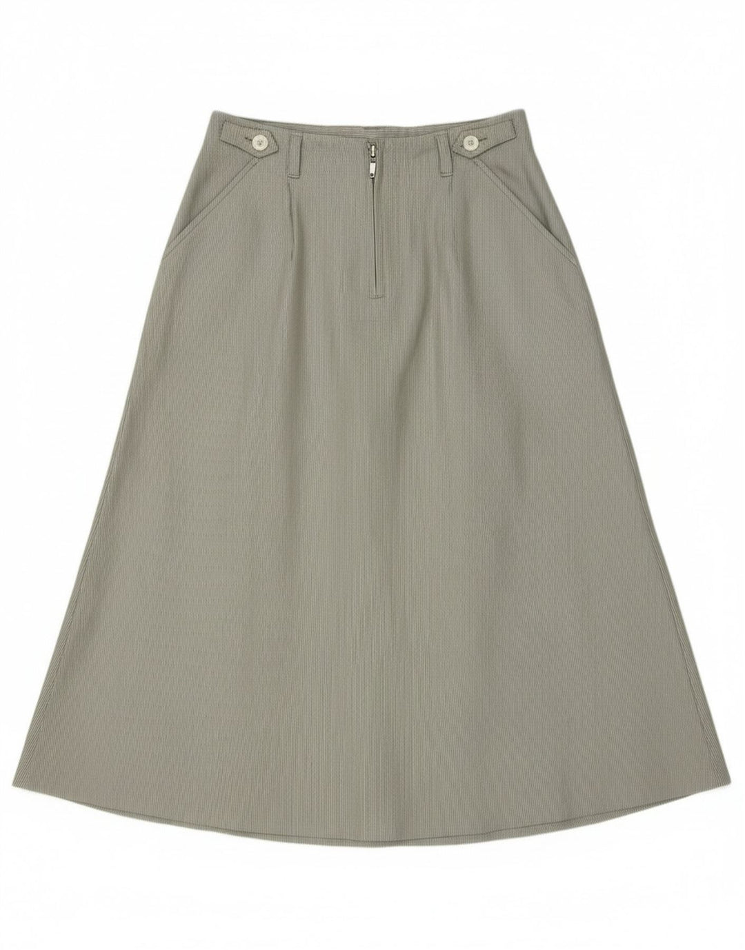 Gonna svasata da donna vintage IT 46 grande W30 poliestere a righe verdi