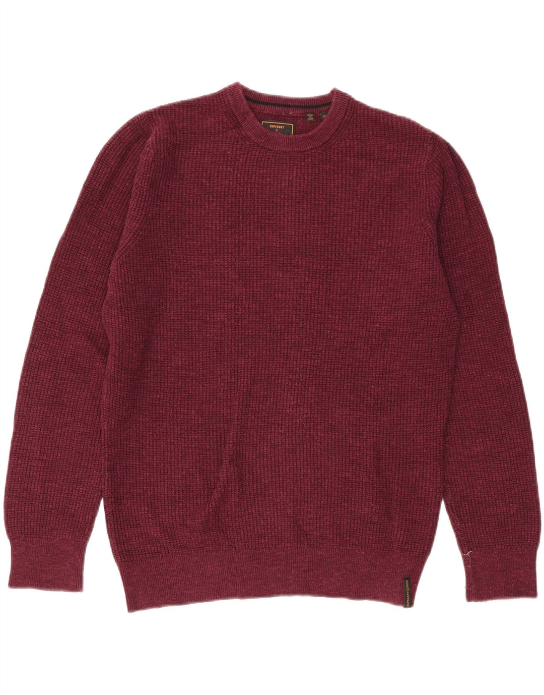Superdry Mens Crew Neck Jumper Sweater Medium Burgundy Cotton