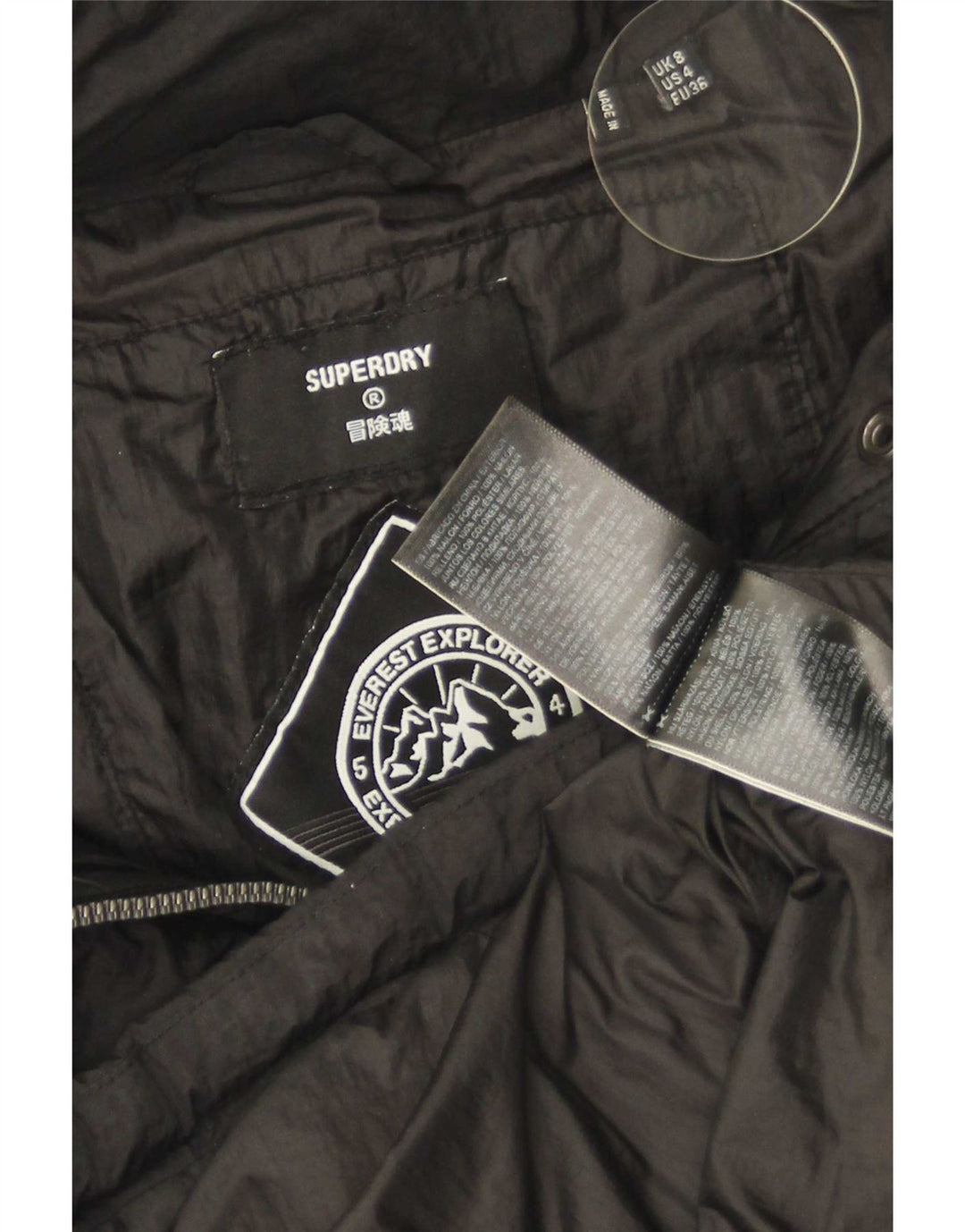 Superdry Veste matelassée surdimensionnée à capuche pour femme UK 8 Small Nylon noir