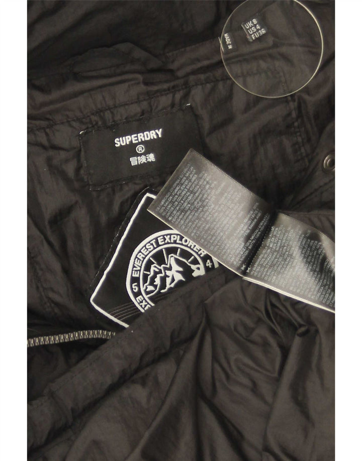 Superdry Veste matelassée surdimensionnée à capuche pour femme UK 8 Small Nylon noir
