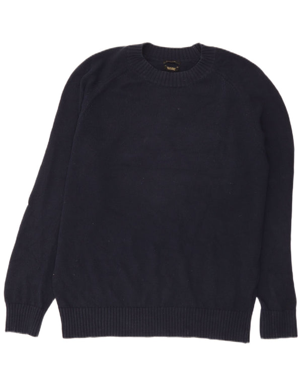 Massimo Dutti Mens Crew Neck Jumper Sweater Medium Navy Blue