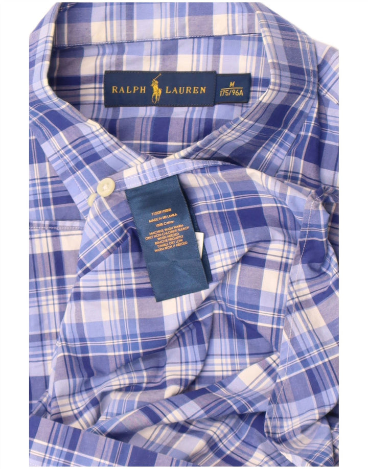 Ralph Lauren Mens Short Sleeve Shirt Medium Blue Check Cotton