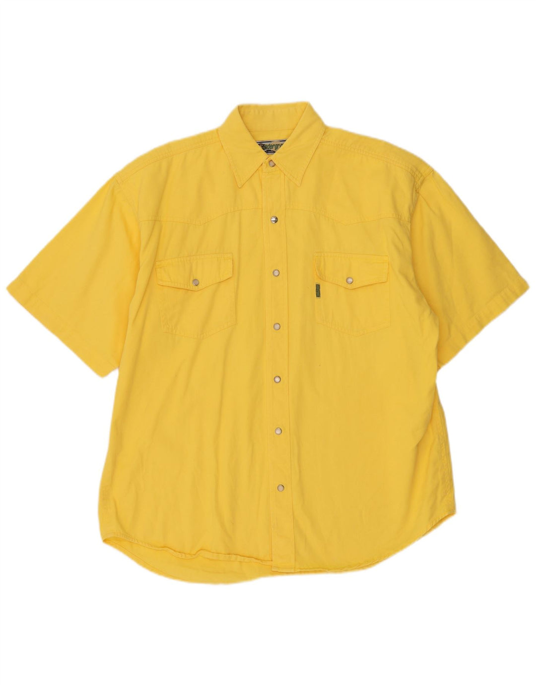 Vintage Mens Short Sleeve Shirt Large Yellow Cotton